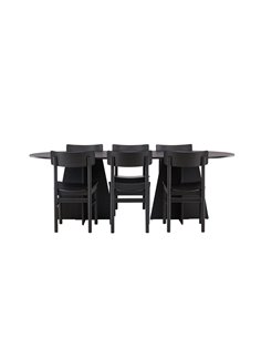 Matgrupp Bootcut med Montros matstolar, 230 × 115 cm