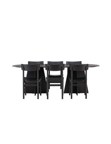 Matgrupp Bootcut med Montros matstolar, 230 × 115 cm