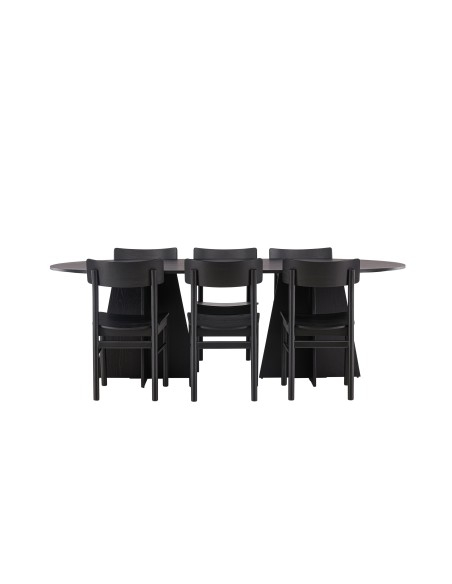 Matgrupp Bootcut med Montros matstolar, 230 × 115 cm