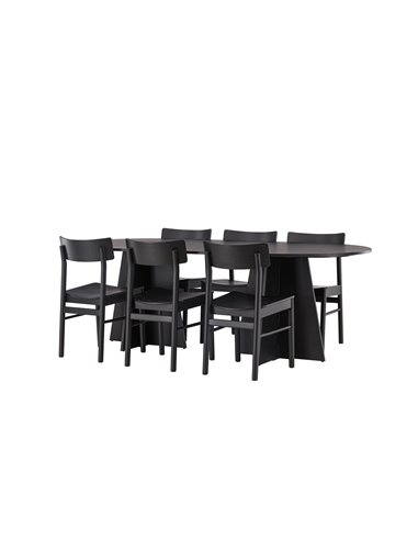 Matgrupp Bootcut med Montros matstolar, 230 × 115 cm