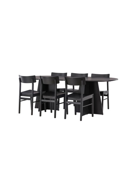 Matgrupp Bootcut med Montros matstolar, 230 × 115 cm