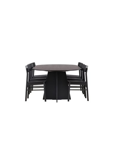Matgrupp Bootcut med Montros matstolar, 230 × 115 cm