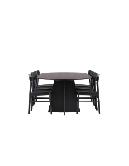 Matgrupp Bootcut med Montros matstolar, 230 × 115 cm