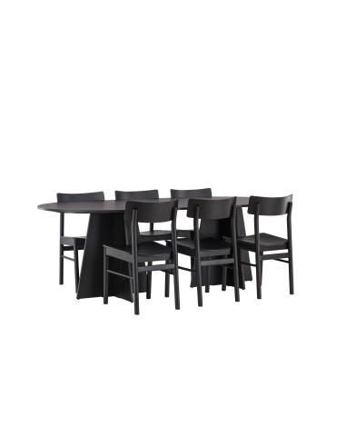 Matgrupp Bootcut med Montros matstolar, 230 × 115 cm