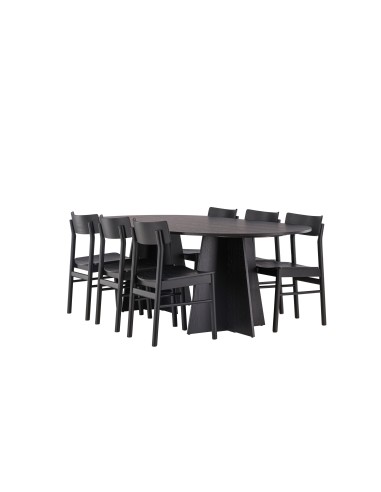 Matgrupp Bootcut med Montros matstolar, 230 × 115 cm