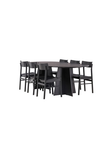 Matgrupp Bootcut med Montros matstolar, 230 × 115 cm