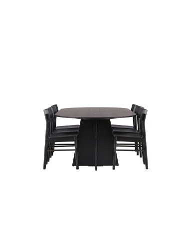 Matgrupp Bootcut med Montros matstolar, 230 × 115 cm