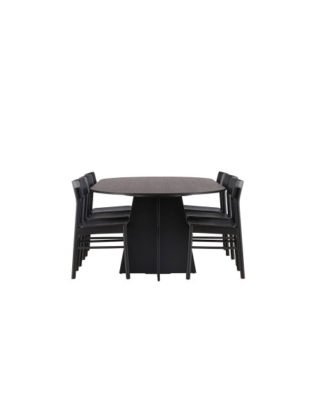 Matgrupp Bootcut med Montros matstolar, 230 × 115 cm