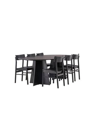 Matgrupp Bootcut med Montros matstolar, 230 × 115 cm