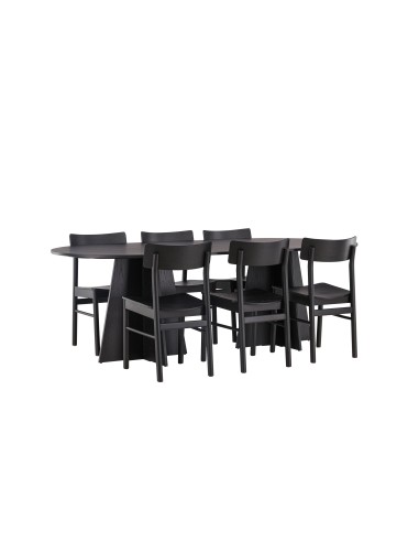 Matgrupp Bootcut med Montros matstolar, 230 × 115 cm