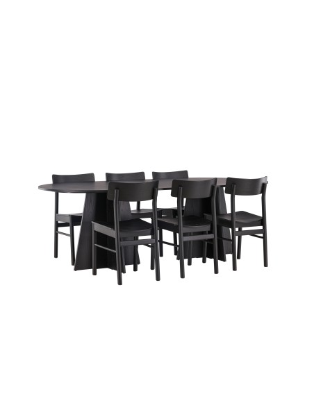Matgrupp Bootcut med Montros matstolar, 230 × 115 cm