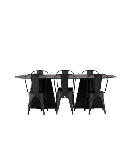 Matgrupp Bootcut med Tempe matstolar, 230 × 115 cm