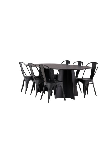 Matgrupp Bootcut med Tempe matstolar, 230 × 115 cm
