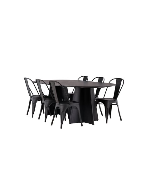 Matgrupp Bootcut med Tempe matstolar, 230 × 115 cm