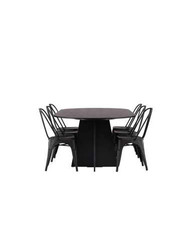 Matgrupp Bootcut med Tempe matstolar, 230 × 115 cm