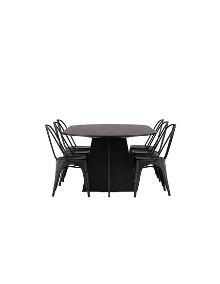 Matgrupp Bootcut med Tempe matstolar, 230 × 115 cm