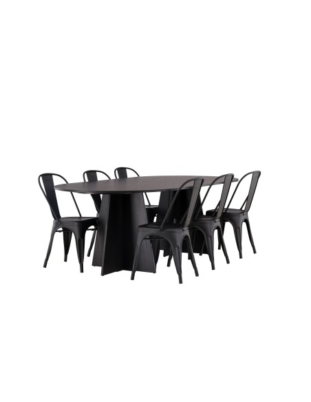 Matgrupp Bootcut med Tempe matstolar, 230 × 115 cm
