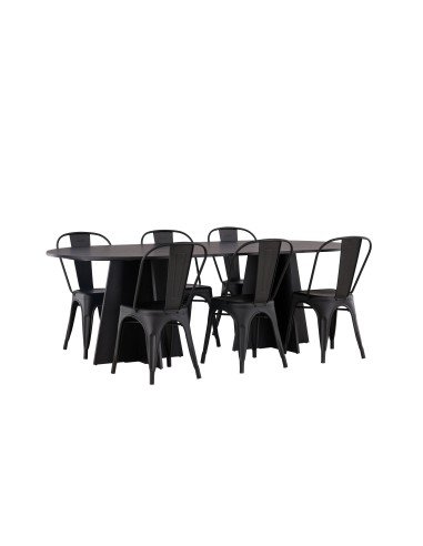 Matgrupp Bootcut med Tempe matstolar, 230 × 115 cm