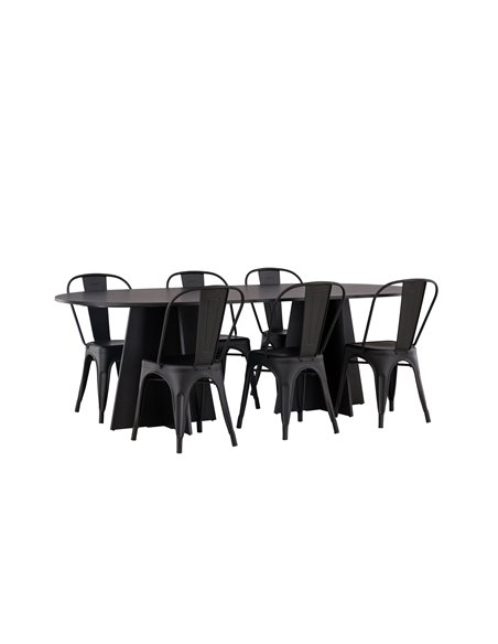 Matgrupp Bootcut med Tempe matstolar, 230 × 115 cm