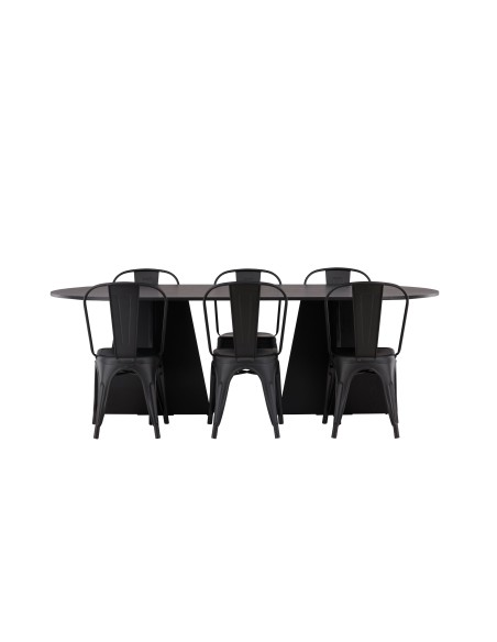 Matgrupp Bootcut med Tempe matstolar, 230 × 115 cm