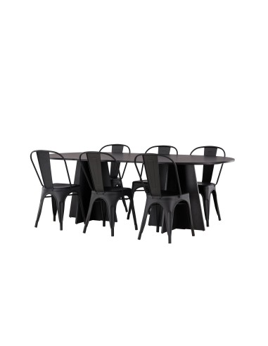 Matgrupp Bootcut med Tempe matstolar, 230 × 115 cm