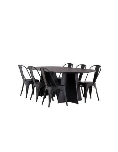 Matgrupp Bootcut med Tempe matstolar, 230 × 115 cm
