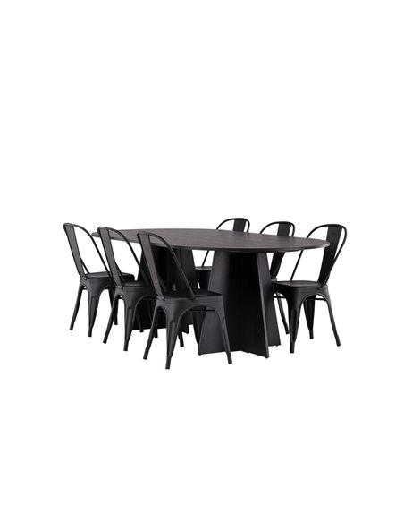 Matgrupp Bootcut med Tempe matstolar, 230 × 115 cm