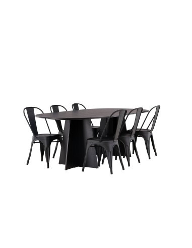 Matgrupp Bootcut med Tempe matstolar, 230 × 115 cm
