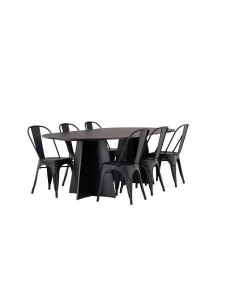 Matgrupp Bootcut med Tempe matstolar, 230 × 115 cm