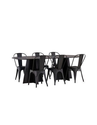 Matgrupp Bootcut med Tempe matstolar, 230 × 115 cm