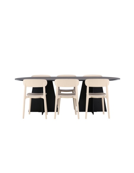 Matgrupp Bootcut med Åstol matstolar, 230 × 115 cm