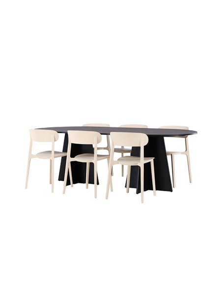 Matgrupp Bootcut med Åstol matstolar, 230 × 115 cm