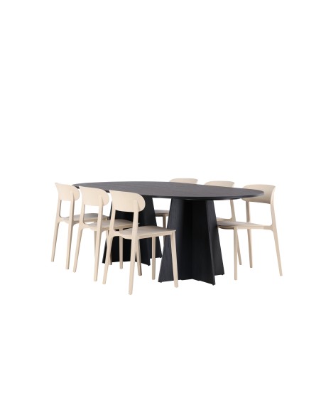 Matgrupp Bootcut med Åstol matstolar, 230 × 115 cm