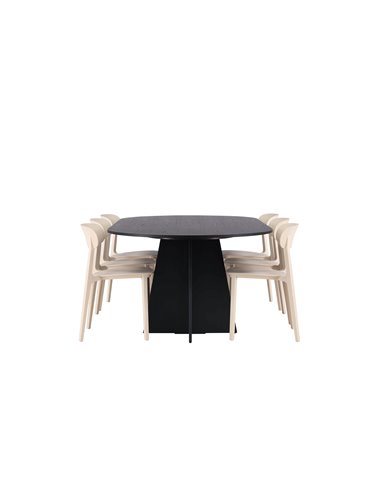 Matgrupp Bootcut med Åstol matstolar, 230 × 115 cm