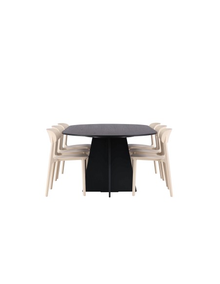 Matgrupp Bootcut med Åstol matstolar, 230 × 115 cm