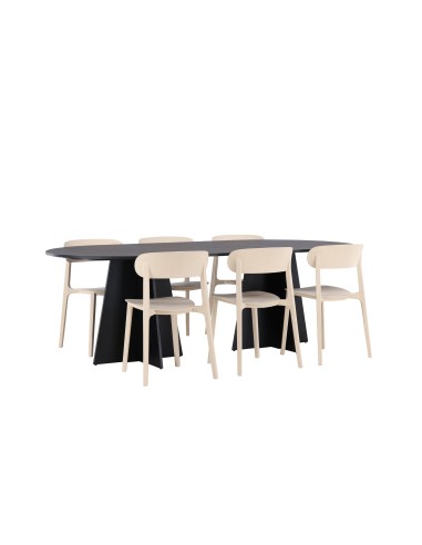 Matgrupp Bootcut med Åstol matstolar, 230 × 115 cm