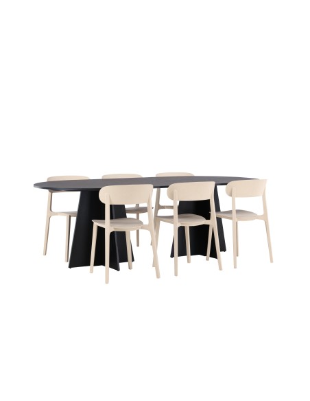Matgrupp Bootcut med Åstol matstolar, 230 × 115 cm