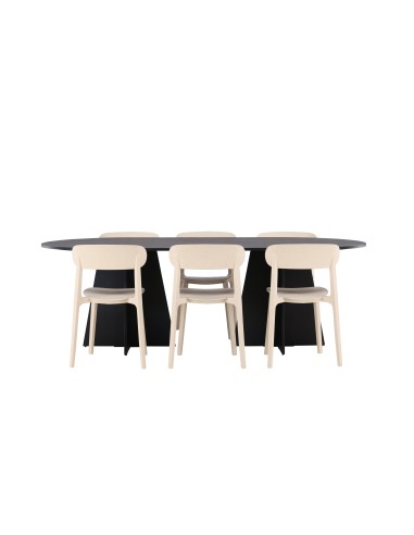 Matgrupp Bootcut med Åstol matstolar, 230 × 115 cm