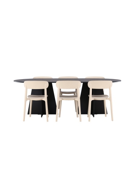 Matgrupp Bootcut med Åstol matstolar, 230 × 115 cm