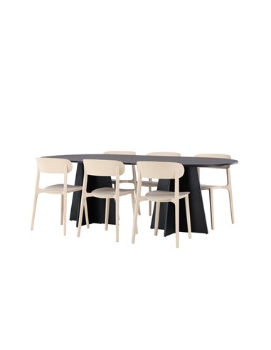 Matgrupp Bootcut med Åstol matstolar, 230 × 115 cm