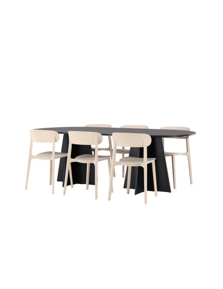 Matgrupp Bootcut med Åstol matstolar, 230 × 115 cm