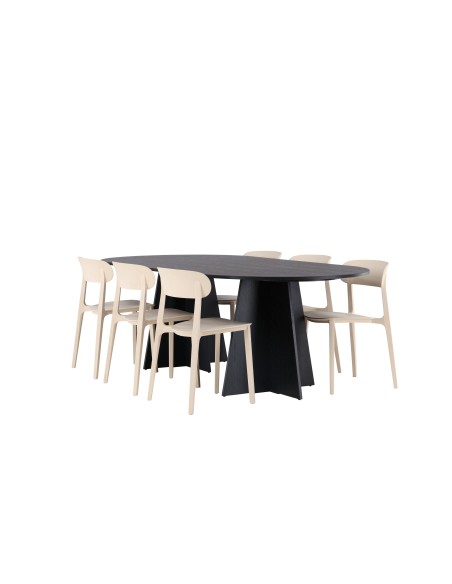 Matgrupp Bootcut med Åstol matstolar, 230 × 115 cm
