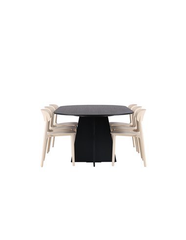 Matgrupp Bootcut med Åstol matstolar, 230 × 115 cm