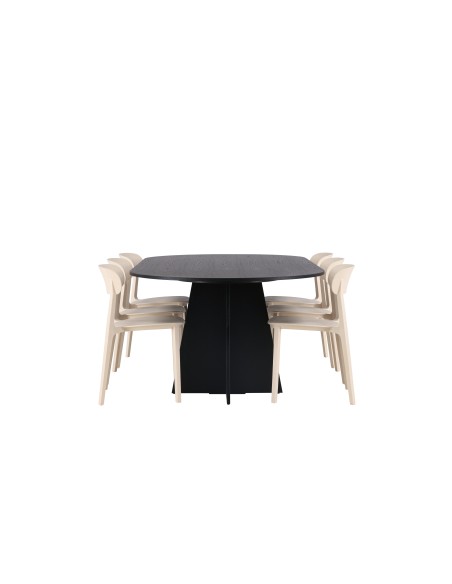Matgrupp Bootcut med Åstol matstolar, 230 × 115 cm