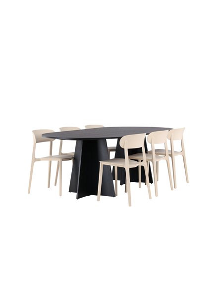 Matgrupp Bootcut med Åstol matstolar, 230 × 115 cm