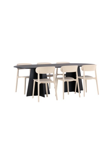 Matgrupp Bootcut med Åstol matstolar, 230 × 115 cm