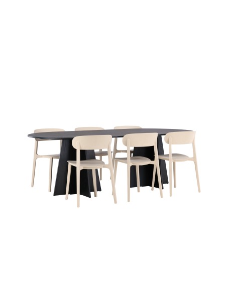Matgrupp Bootcut med Åstol matstolar, 230 × 115 cm