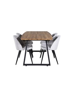 Matgrupp Inca med Velvet matstolar, 160 × 85 cm