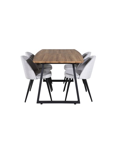 Matgrupp Inca med Velvet matstolar, 160 × 85 cm
