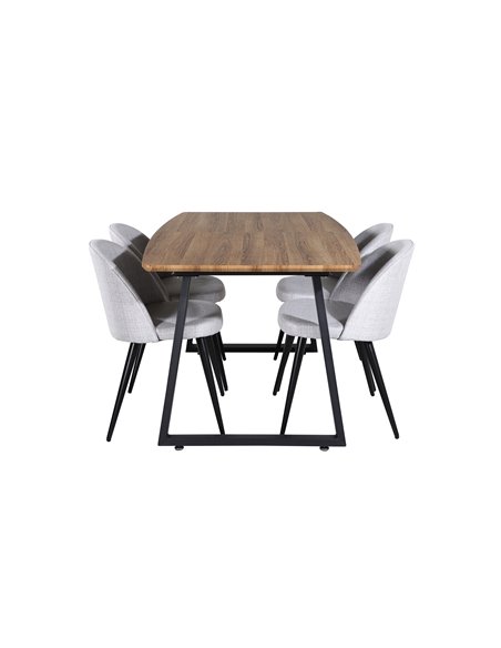 Matgrupp Inca med Velvet matstolar, 160 × 85 cm